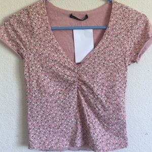 Brandy Melville Pink Floral Gina Top